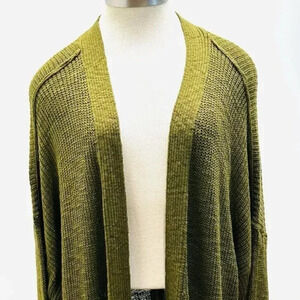 NWT SONOMA Women Long Sleeve Open Front Knit Green Long Cardigan Sweater Size 3X